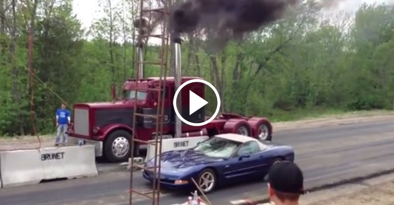 Watch A Tricked Out Peterbilt Leave A Corvette In The Dust