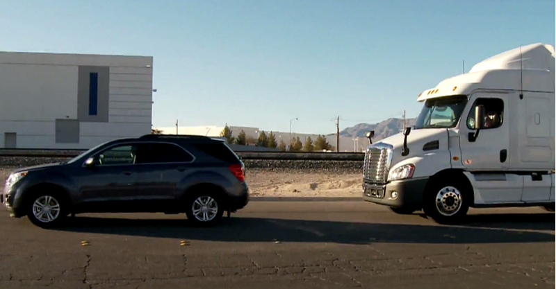 staged semi truck accident