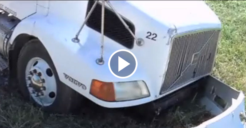 Dumb thieves steal semi truck…and don’t know how to drive it.