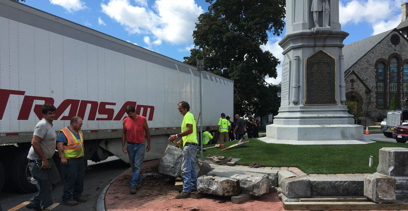 Rookie Truck Driver Crashes Into Veterans Monument