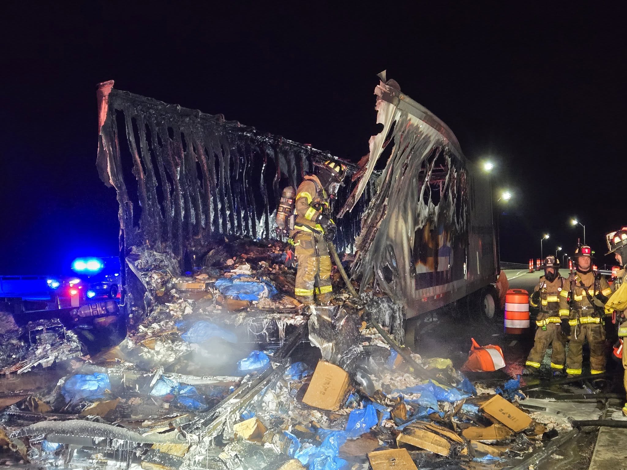 Big rig hauling frozen chicken DESTROYED by fire on Chesapeake Bay Bridge-Tunnel