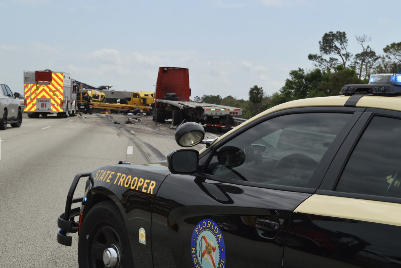 Big rig REAR-ENDED by crane on I-75 in Florida, troopers say