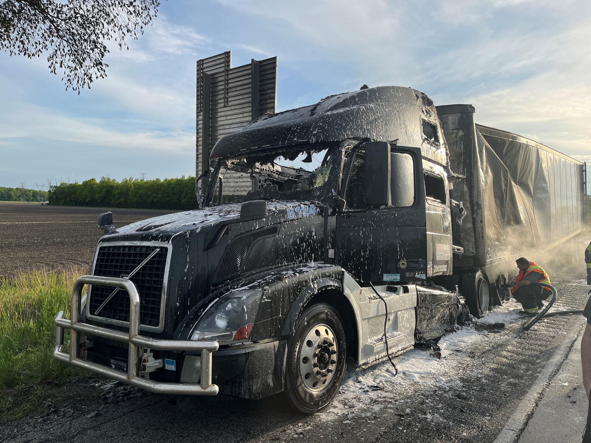 ‘Tire failure’ led to MAJOR truck fire on Indiana interstate, troopers say