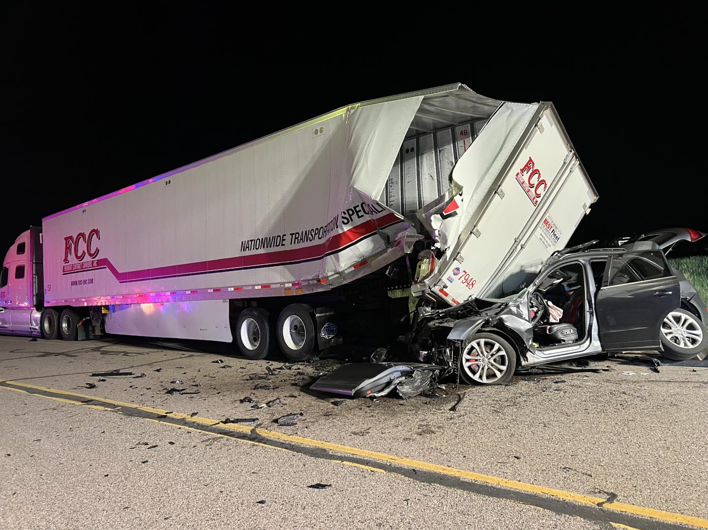 Excessive speed suspected after motorist PLOWS into rear of parked truck in Colorado