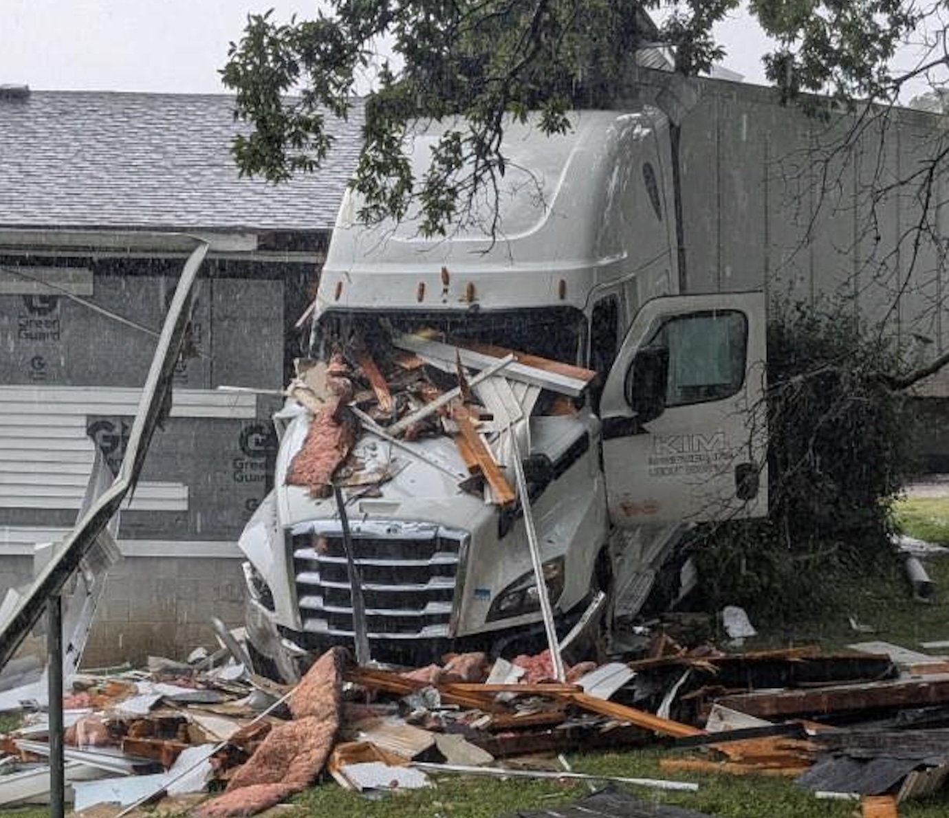 Tractor trailer PLOWS into church, Indiana troopers say