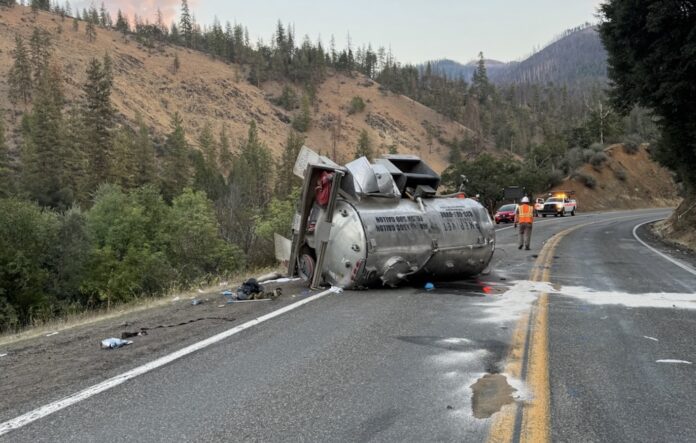 CHP responds to ‘CRAPPY’ situation when sewage truck overturns on SR-96