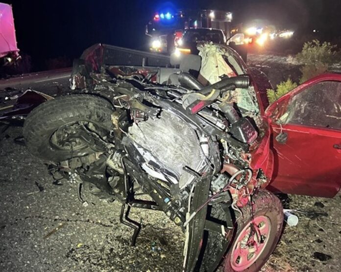 Nissan DESTROYED after collision with stationary big rig, Arizona troopers say