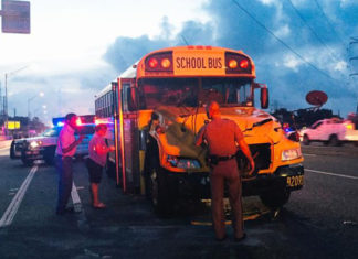 School bus driver cited after crashing into semi truck stopped at red light