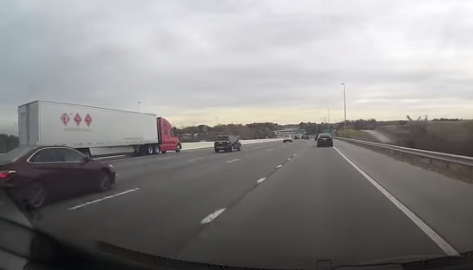 Here’s what happened when a Mazda tried to pass a semi truck without looking
