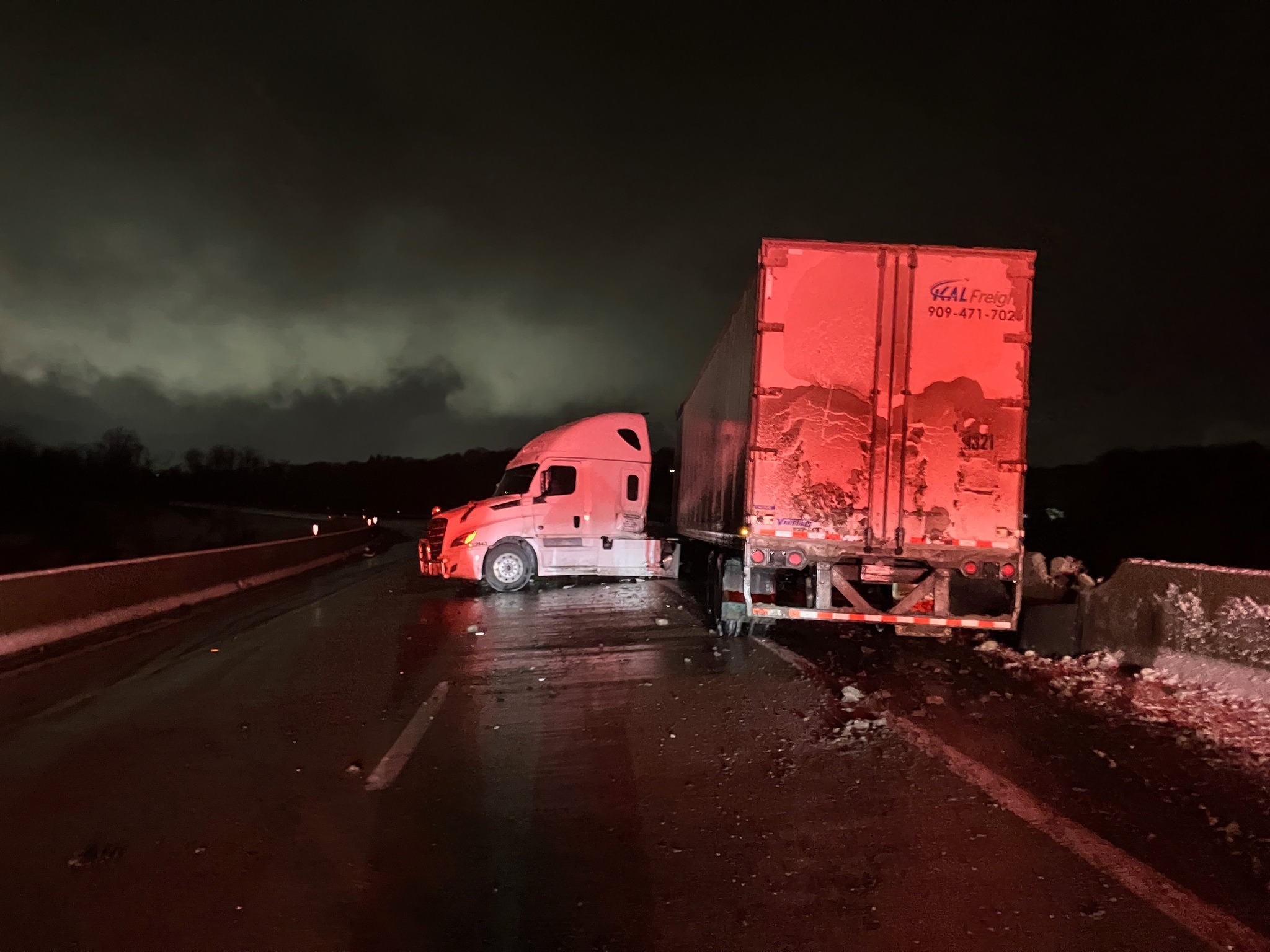 Semi truck’s JACKKNIFE crash sends concrete raining down on I-70 in Pennsylvania