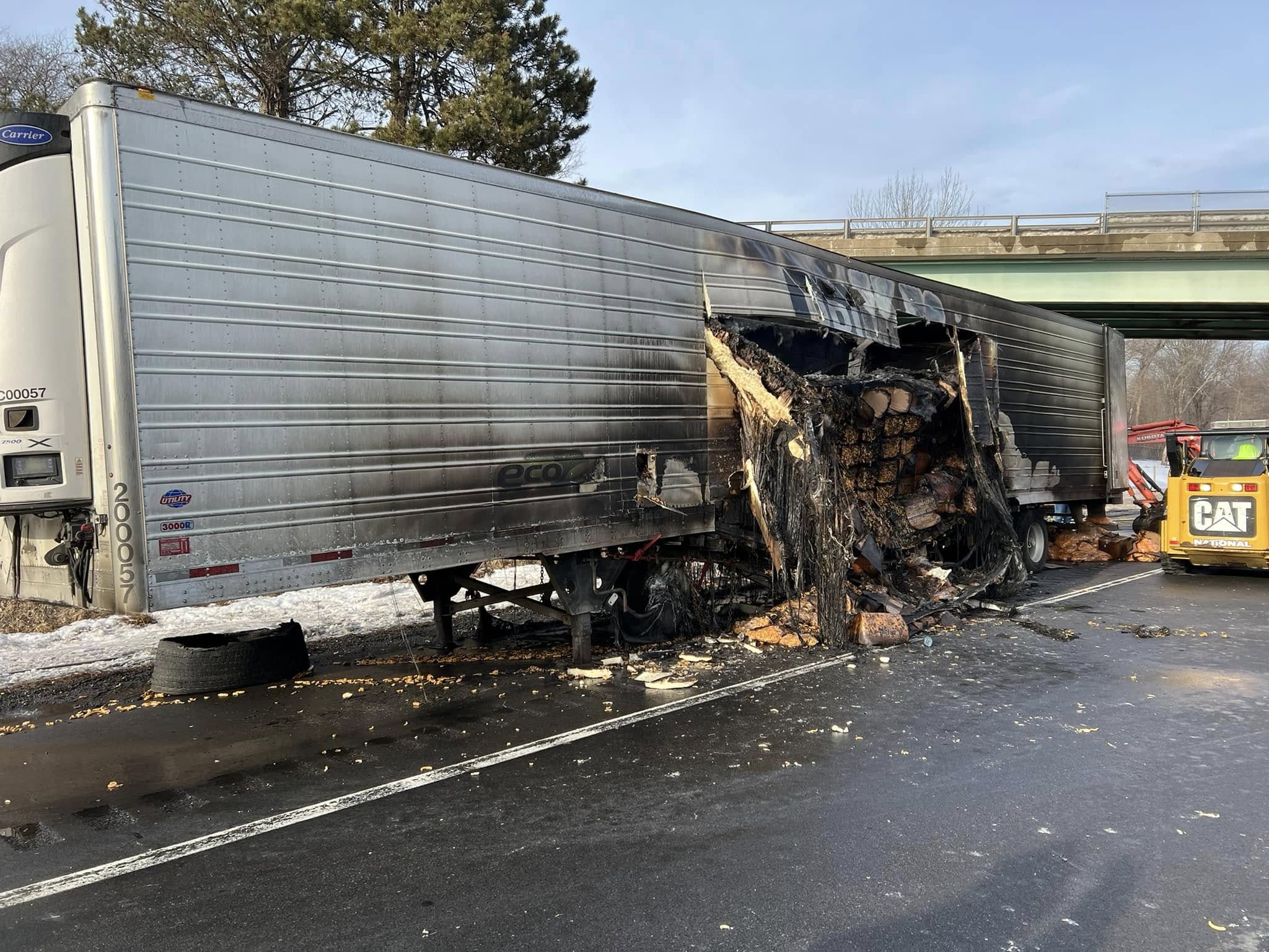 Curly fries ROASTED by commercial vehicle fire on Maine Turnpike