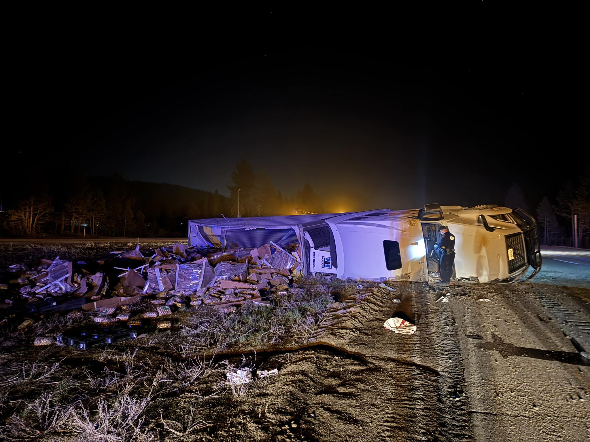 Truck flips, spills ‘expensive’ load of EGGS on I-80 in California
