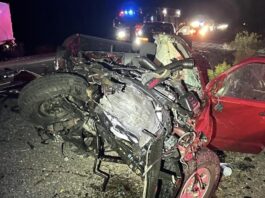 Nissan DESTROYED after collision with stationary big rig, Arizona troopers say