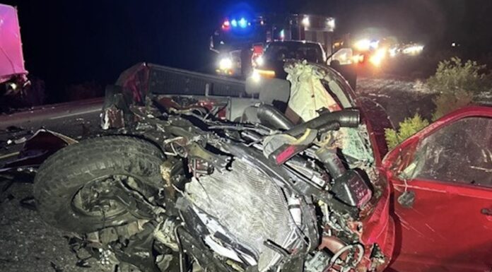 Nissan DESTROYED after collision with stationary big rig, Arizona troopers say
