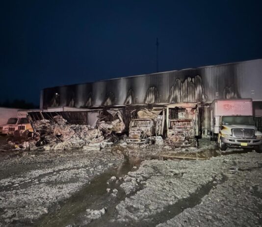 Multiple CMVs SCORCHED in fire at New Jersey warehouse